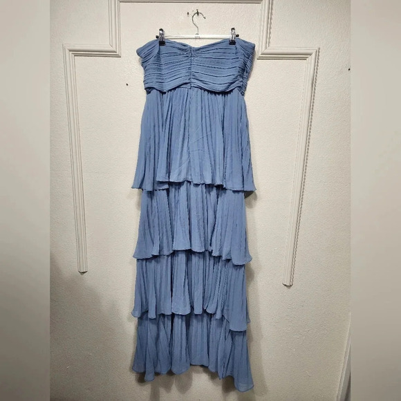 Lulus Seriously Sensational Light Blue Strapless Tiered Maxi Dress Wedding Party - Picture 9 of 9